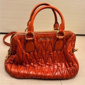 Miu Miu Quilted Orange Satchel